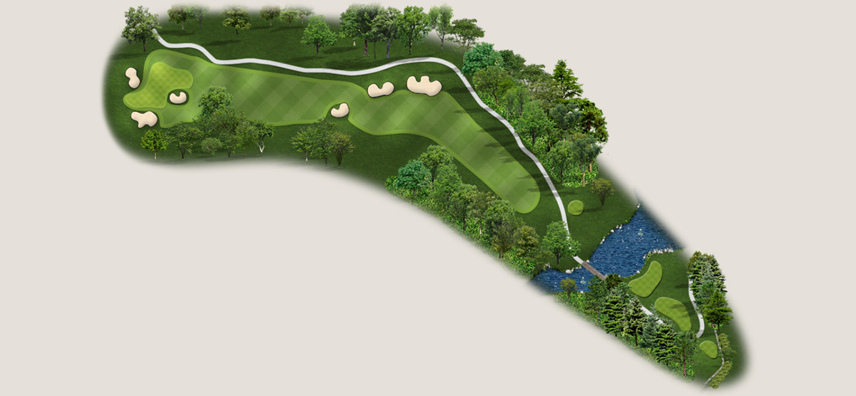 Aerial map of the eighteenth hole at the SentryWorld golf course