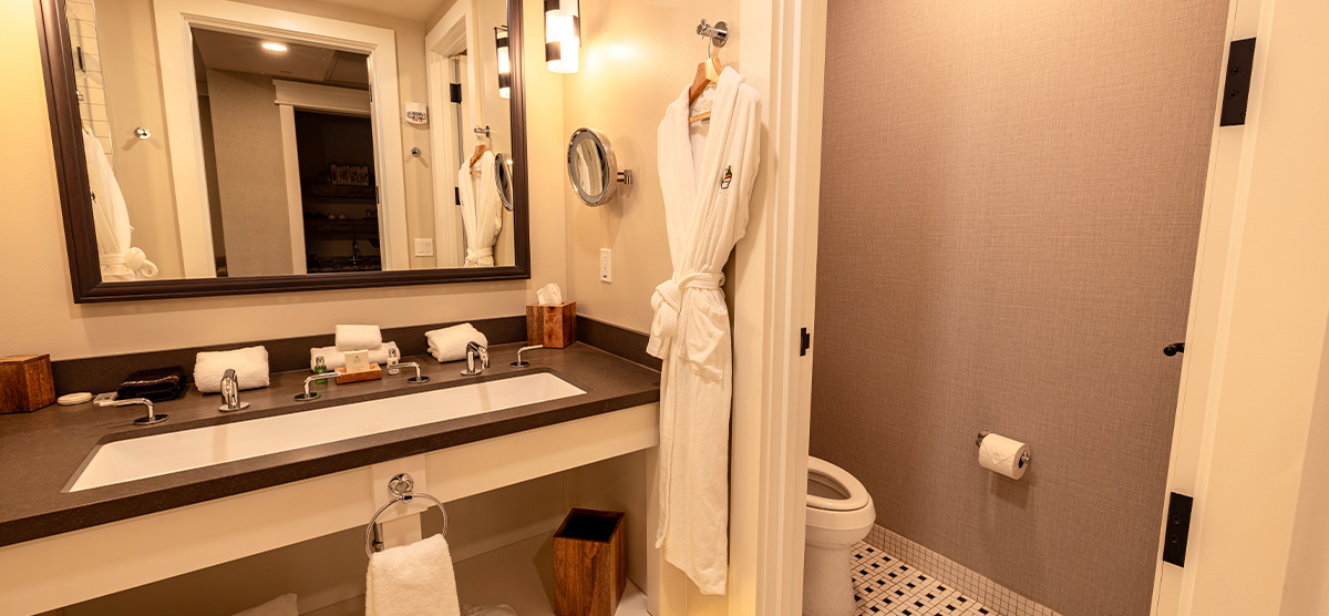 carousel-queen-terrace-3-1200x556 Bathroom with large sink and bathrobe.