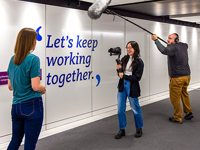 teams-marketing-video-internship-696x522 three people at a video shoot