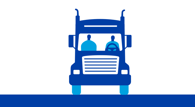 Truck with driver and passenger illustration