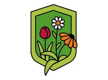 Icon of a green shield with flowers