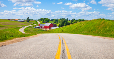 Road through farm land