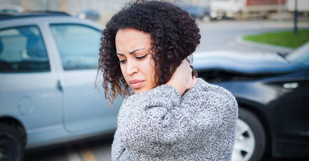 Woman with neck injury after car crash