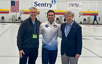 Men gathered at the Sentry Curling Club