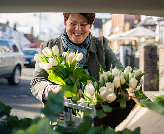 woman delivering flowers