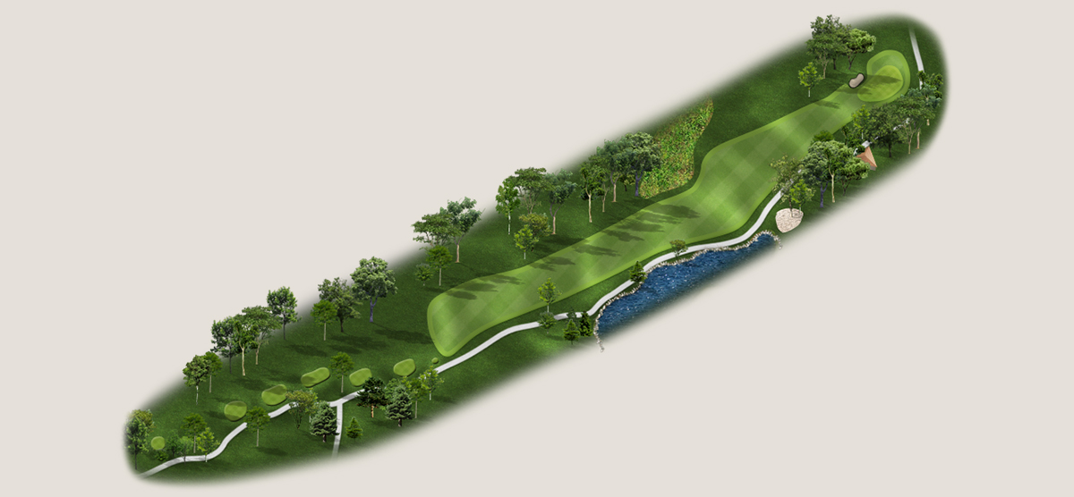 Aerial map of the second hole at the SentryWorld golf course