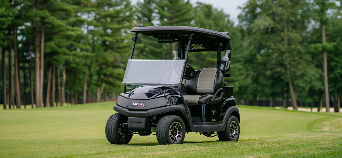 Golf cart parked at SentryWorld