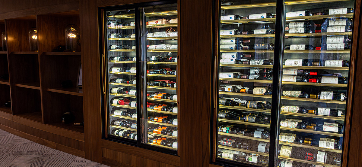 Bottles of wine being stored in the wine cellar at Muse