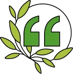 Quote mark icon with leaves