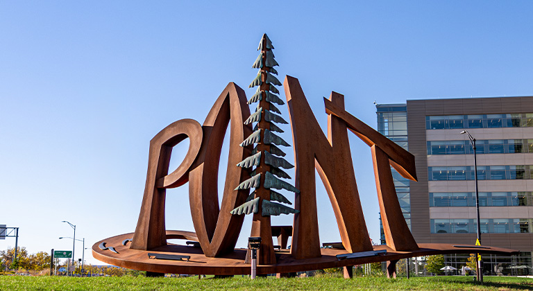 Sculpture near the Division Street office location in Stevens Point, Wisconsin