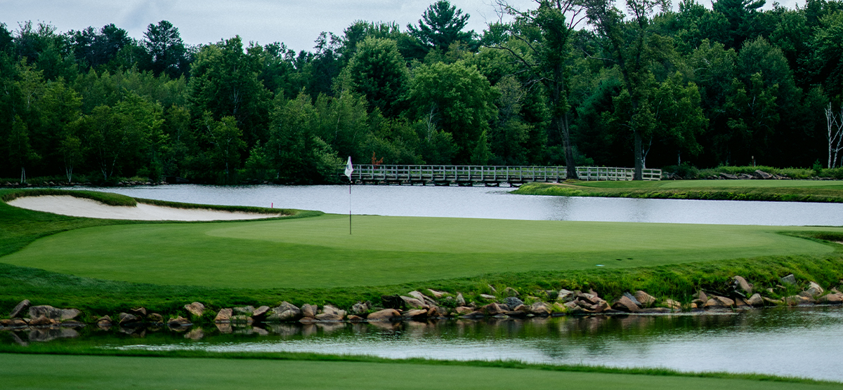 Putting green for the twelfth hole at the SentryWorld golf course