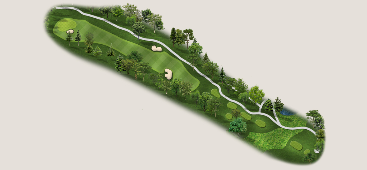 Aerial map of the sixth hole at the SentryWorld golf course