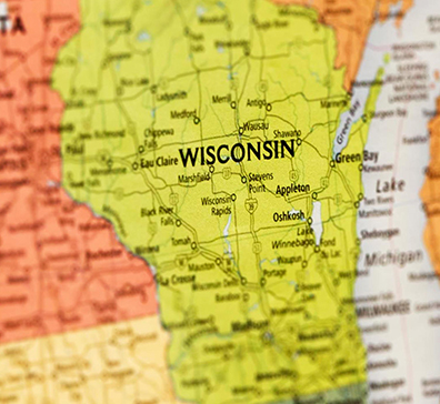 State of Wisconsin on a paper map