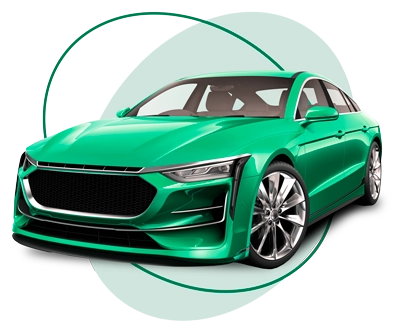green sports car on a graphic background