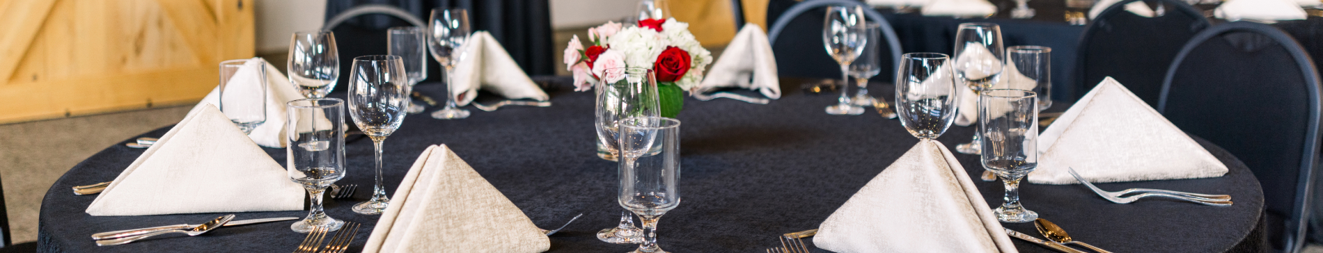 A table set at the Atrium at SentryWorld.