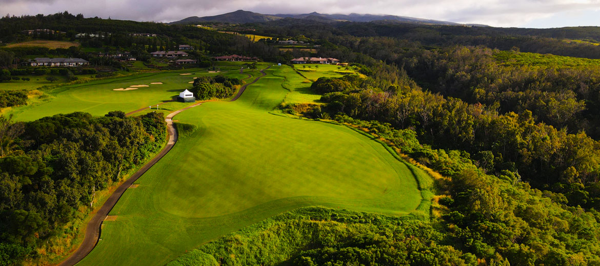 Aerial view of The Plantation Course at Kapalua