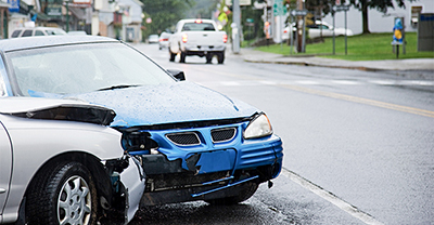 Two vehicles after a car crash