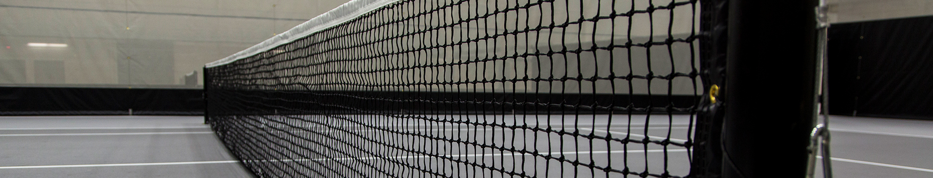 Close up of a tennis net in the fieldhouse at SentryWorld