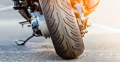 Close up of a rear motorcycle tire