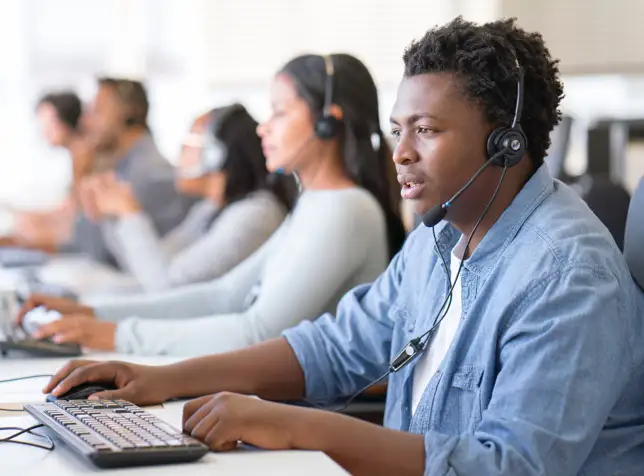 a call center agent with headset