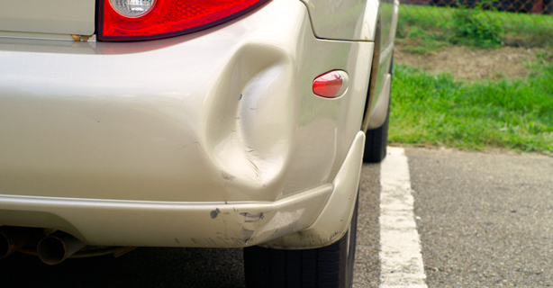 Dent on car bumper