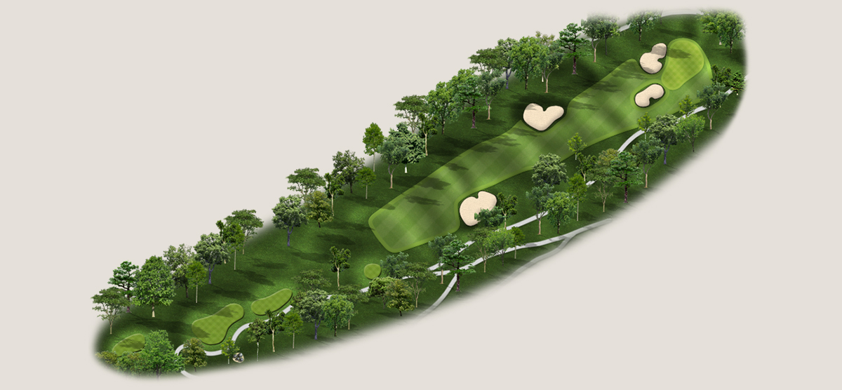 Aerial map of the eighth hole at the SentryWorld golf course