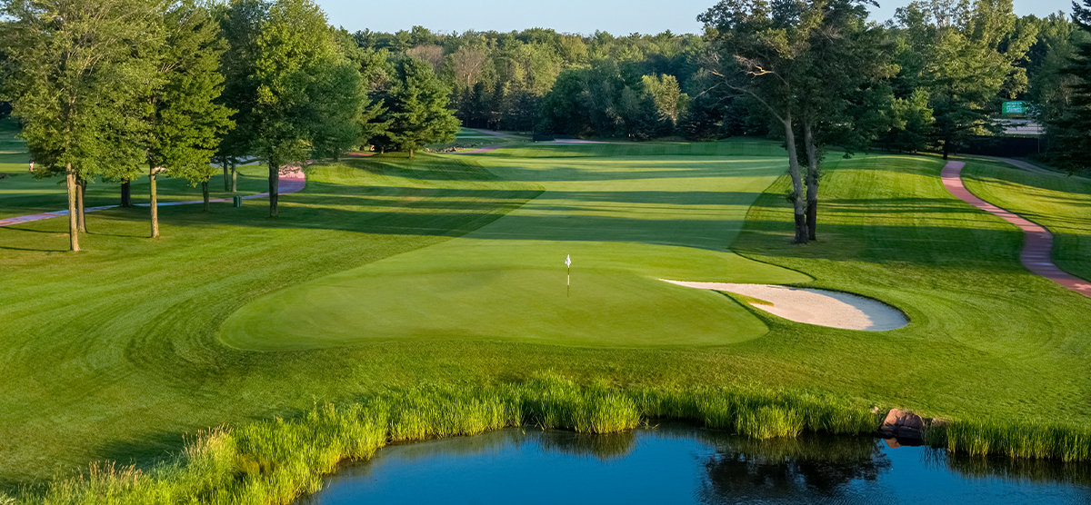 Putting green and fairway on the eleventh hole at SentryWorld