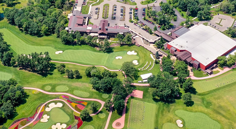 Aerial view of the SentryWorld campus in Stevens Point, Wisconsin.