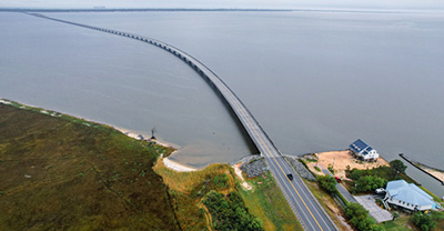 Aerial view of the road over Pensacola Bay, Florida