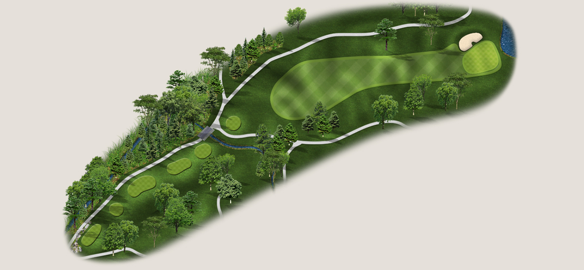 Aerial map of the eleventh hole at the SentryWorld golf course