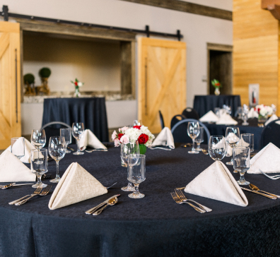 A table set at the Atrium at SentryWorld.