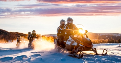 Group of snowmobile riders
