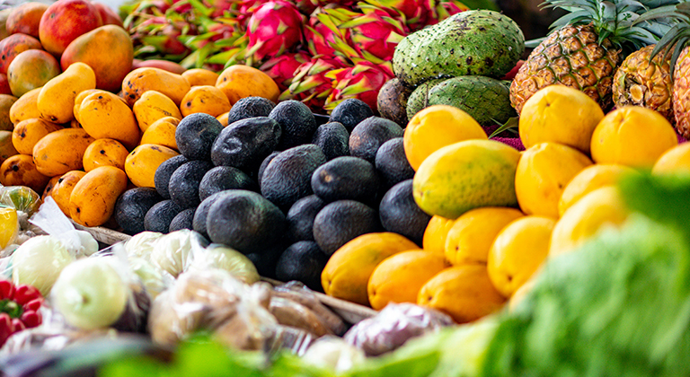 An assortment of fruit grown in Hawaii