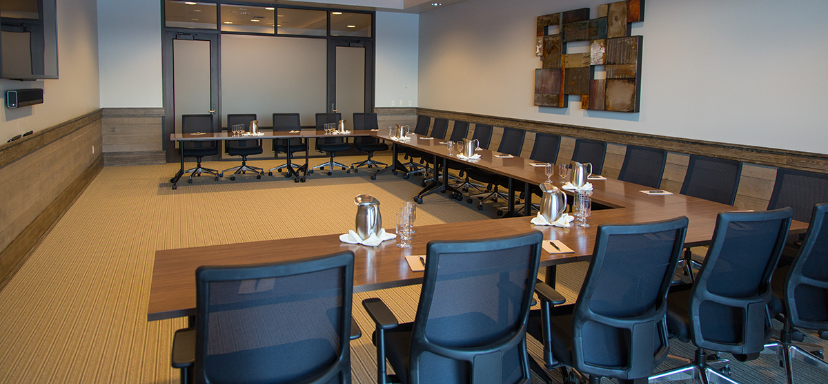 Meeting table in the Community Room at SentryWorld