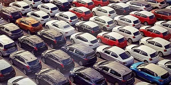 a parking lot full of cars