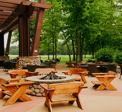 image-card-experience-sentryworld-396x364 PJ's outdoor patio area with table seating and gas fire pits.