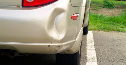 Dent on car bumper