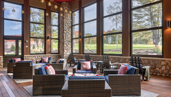 Lounge chairs in the Back Porch in The Inn at SentryWorld