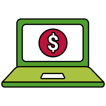 Icon of a computer with a money symbol