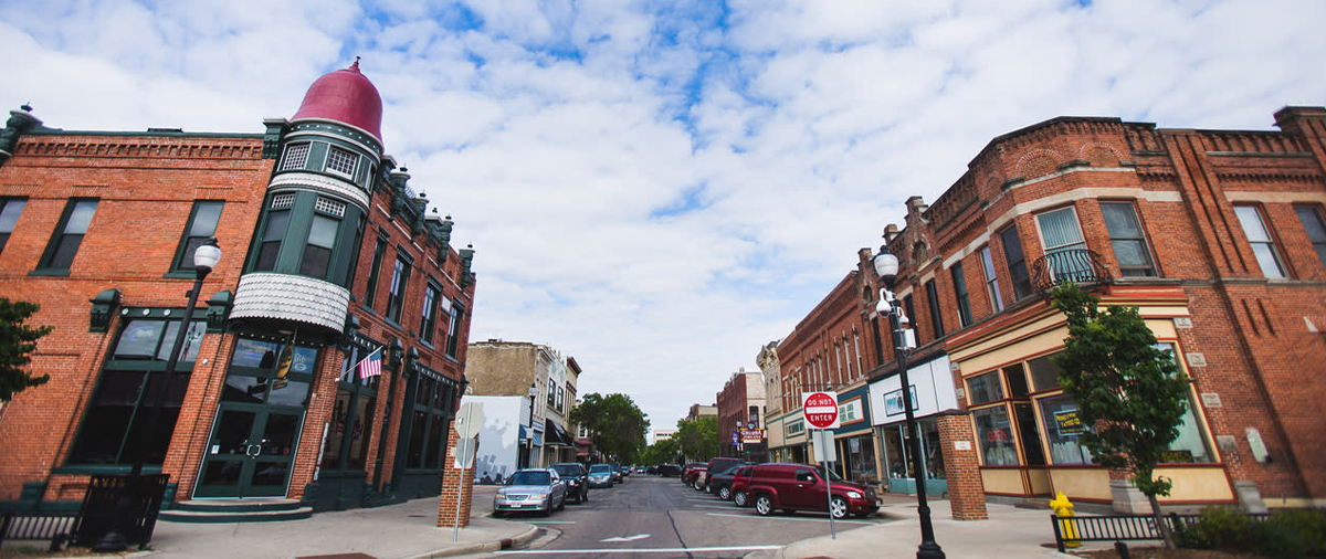 Buildings in the downtown area of Stevens Point, Wisconsin