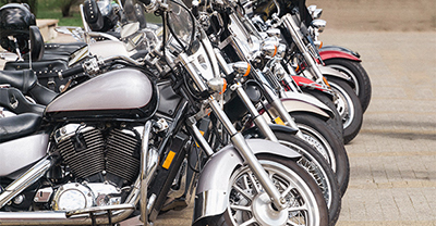 A row of parked motorcycles