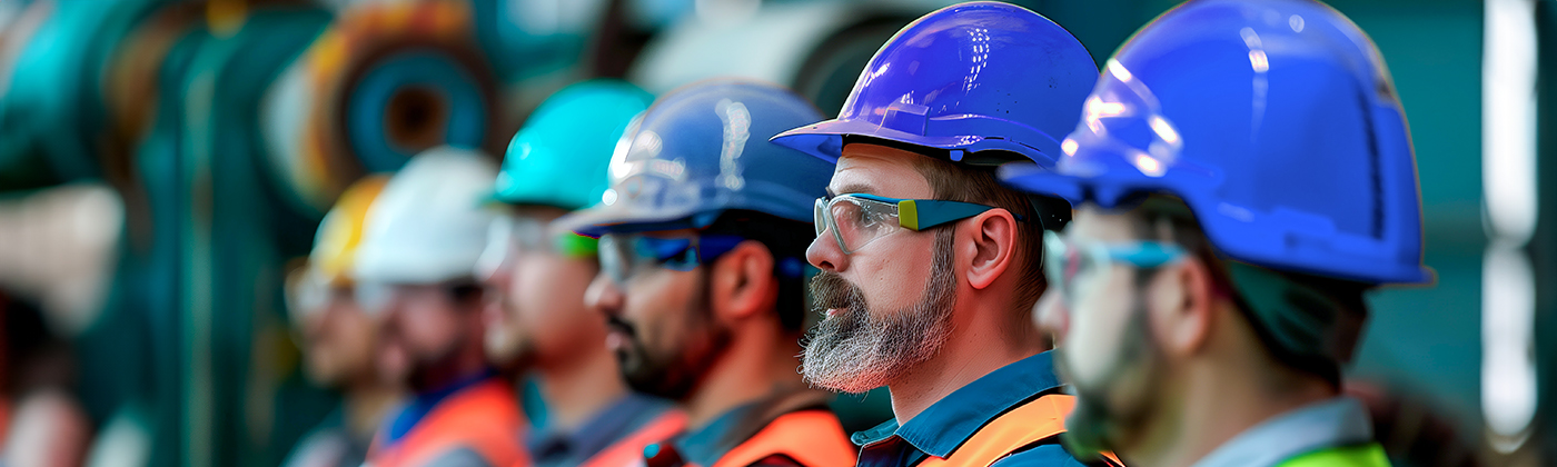 Workers in hard hats