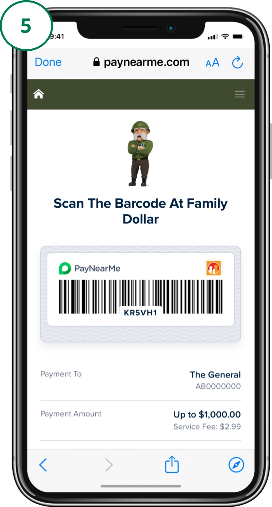 pay-near-me-carousel-img5-LG The General app screen showing step five