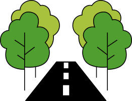 Icon of a road and tress