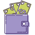 Illustration of a wallet with money