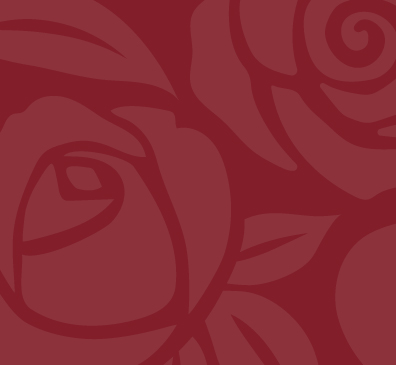 Faded rose illustration on a red background