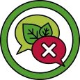 Icon of a green speech bubble with a red X