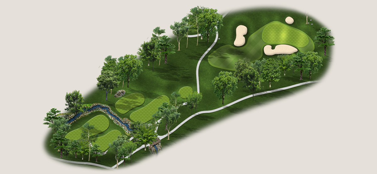 Aerial map of the seventh hole at the SentryWorld golf course