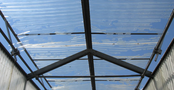 Greenhouse room damaged by hail