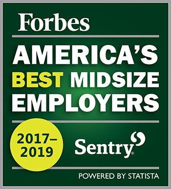 Forbes names Sentry America's Best Midsize Employers 2017-2019